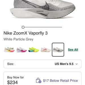 Nike Men ZoomX Vaporfly 3 Sneakers - White/Gray